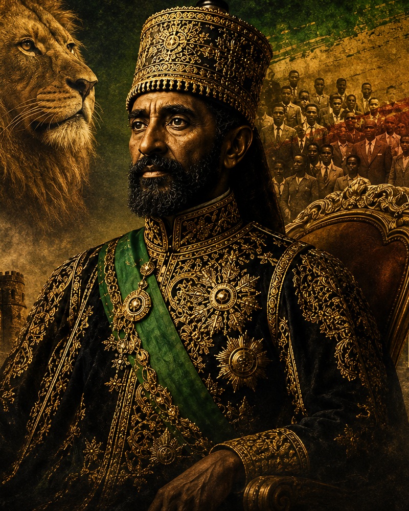 Artistic historical portrait of Haile Selassie I