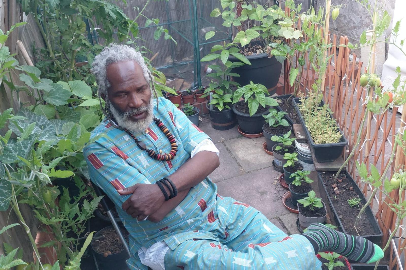 relaxing in the garden